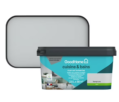 Peinture cuisine et salle de bains GoodHome gris Hamptons satin 2,5L