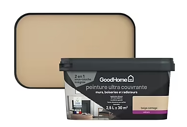 Peinture couleur 2 en 1 velours GoodHome beige cannage 2,5L