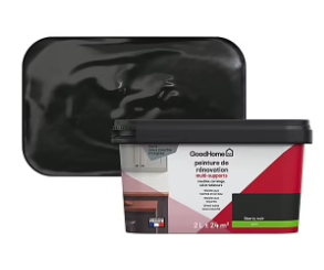 Peinture de rénovation GoodHome multi-supports satin noir Liberty noir 2L