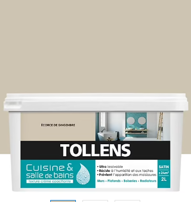 Peinture murs et plafonds Cuisine et bains satin écorce de gingembre Tollens 2 L