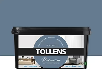 Peinture Tollens premium murs, boiseries et radiateurs reflets bleus mat 2,5L