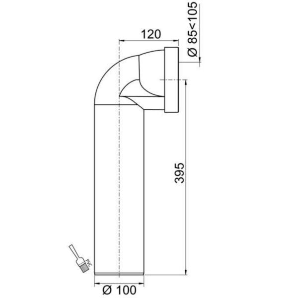 Rigid long bent pipe white L. 150 x ø 100 mm 200 g