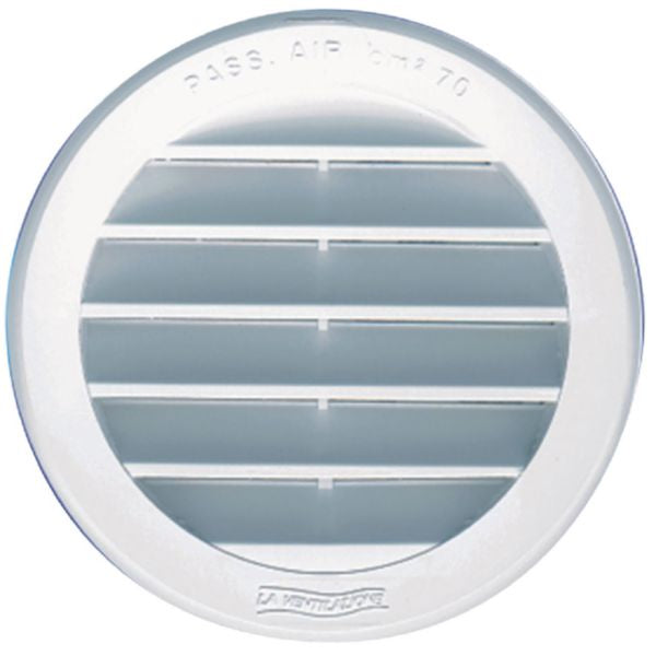 White PVC louvered grille with mosquito net 115 mm