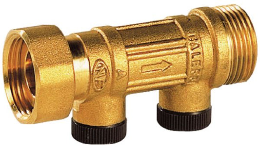 Brass TS 60° non-return anti-pollution valve with male-female purge ø 3/4 10 bars