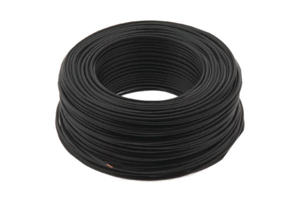 Rigid and round solid copper wire H07V VU black section 1.5 mm² 750 V crown of 100 ml