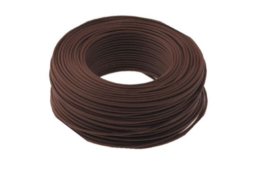 Fil rigide et rond en cuivre massif H07V VU marron section 1,5 mm² 750 V couronne de 100 ml