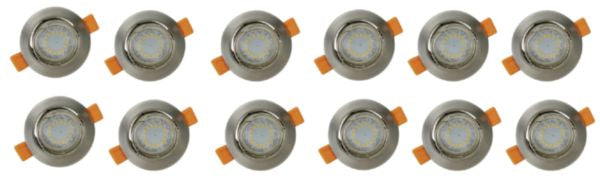 Kit of 10 brushed aluminum LED spotlights GU10 P base 4 W 230 V 330 Lm 3,000 °K