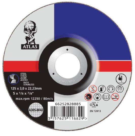 Disque meule ATLAS pour tronçonnage acier moyen déporté ø 230 x 3 mm