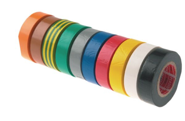 Assorted PVC insulating tapes L. 10 m th. 0.15 mm pack of 10 PCE