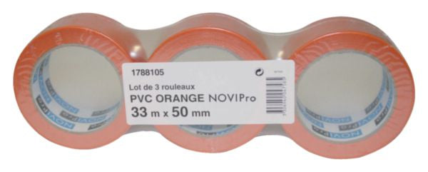 Lot de 3 rouleaux adhésif multi-usage orange L. 33 m x l. 50 mm