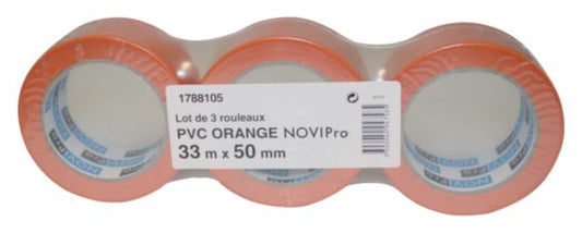 Pack of 3 orange multi-purpose adhesive rolls L. 33 mx W. 50 mm