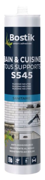 Mastic silicone neutre bain et cuisine tous supports S545 blanc 300 ml