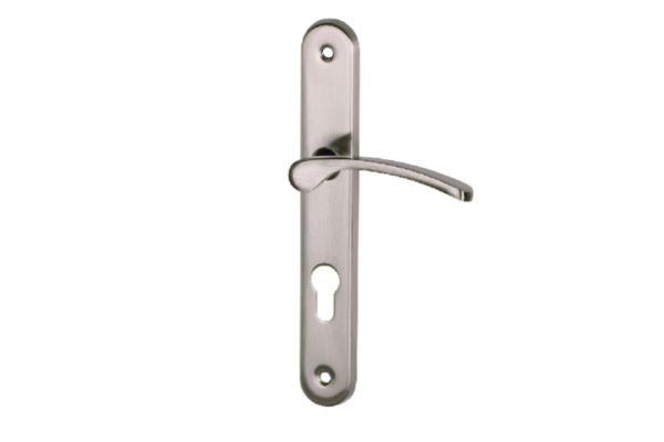 Pair of handles on EVA plate in matt nickel aluminum with key