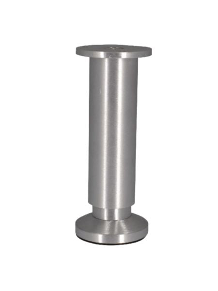 Adjustable round brushed aluminum cabinet foot ø 38 x h. 150 mm