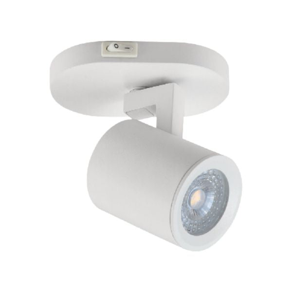 Adjustable surface mounted spotlight with switch for LED GU10 8W max