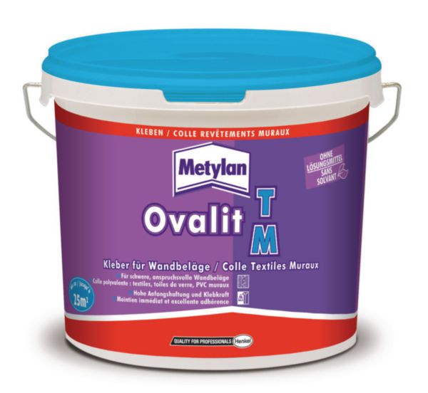 Colle pour revêtements muraux OVALIT TM textiles et toiles de verre seau de 5 kg