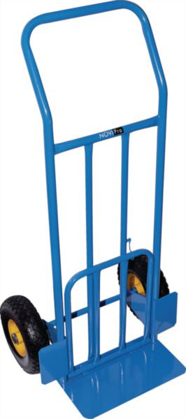 DOCKER blue hand truck with folding flap, ø 260 mm wheels, maximum load of 250 kg 