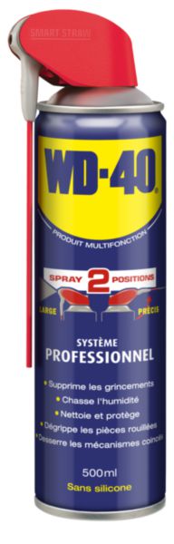 Dégrippant WD40 système pro pour entretien lubrification et usinage de métaux aérosol de 500 ml