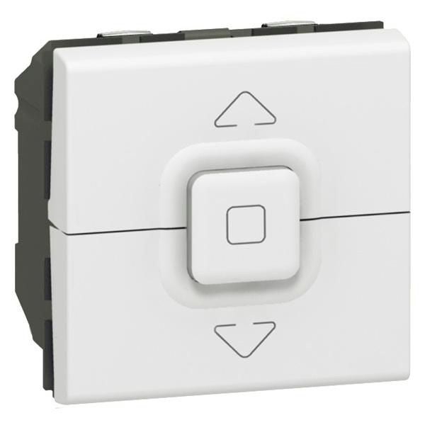 Double push button for controlling MOSAIC® 2 roller shutters in smooth white PVC L. 45 x W. 45 mm