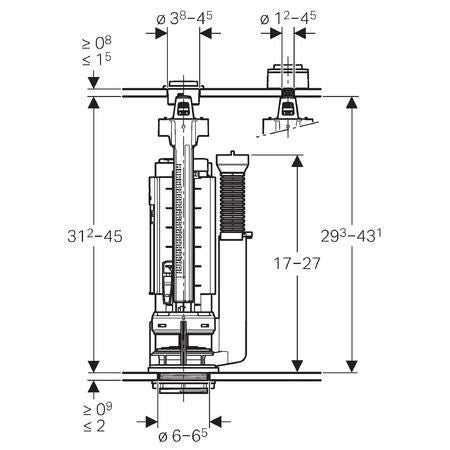 Mécanisme de chasse complet NEMO DUO 290-380 alimentation universelle double touche 3/4L ou 6/9L