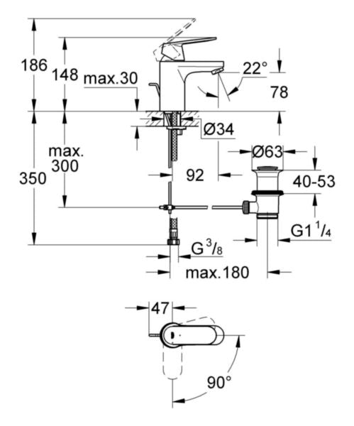 Mitigeur de lavabo EUROSMART COSMOPOLITAN chromé