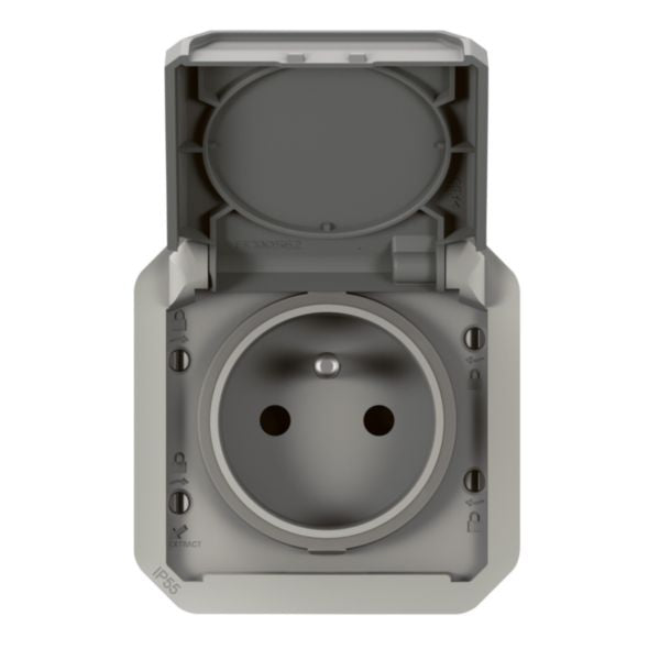 2P+T Plexo modular grey power outlet