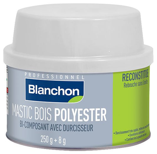 Mastic de réparation bois polyester 250g chêne