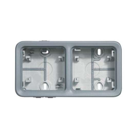 Boîtiers à embout composable PLEXO gris 2 postes horizontaux 2 modules prof. 53 mm IP 55