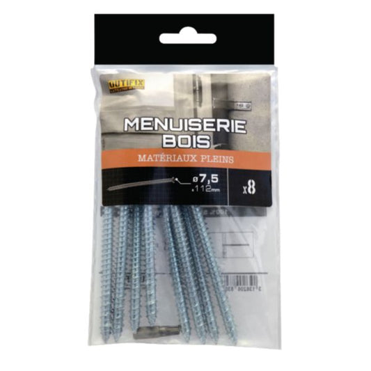 Kit Menuiserie Bois : Sachet de 8 VISB Ø7,5x112mm