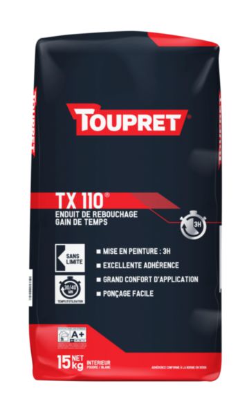 Enduit de rebouchage gain de temps en poudre TX 110 ® blanc sac de 15 kg