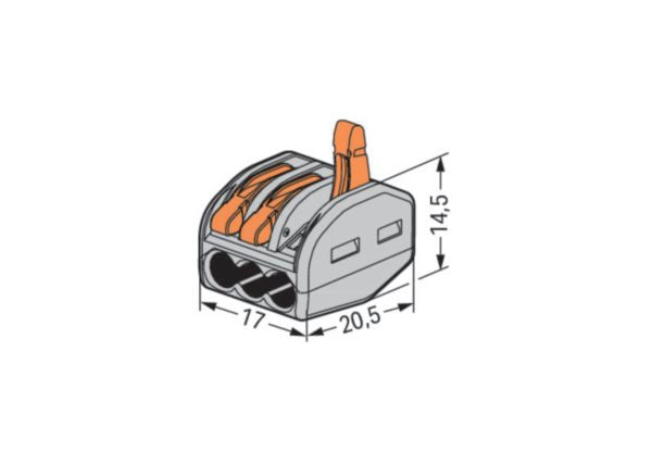 Flexible or rigid wire branch terminal ® section 0.08 to 4 mm² 3 wires box of 50 PCE