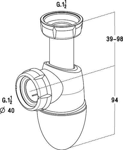 EASYPHON white bi-material siphon for sink drain with integrated seals ø 40 mm