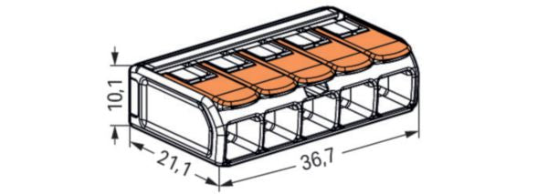 Borne wago 221 mini 5x6mm² (15 pièces)