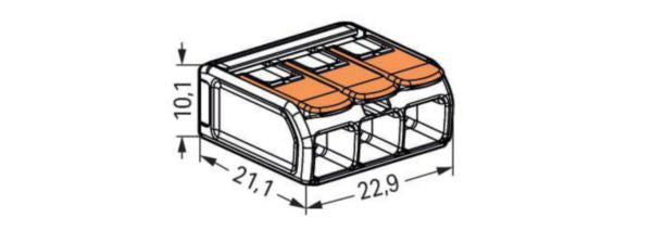 Borne wago 221 mini 3x6mm² à levier (30 pièces)