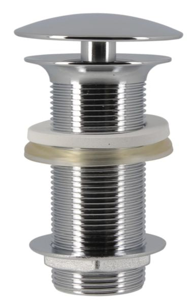 Free-flow shiny chrome-plated brass waste for basin ø 63 mm, 100 mm thread 