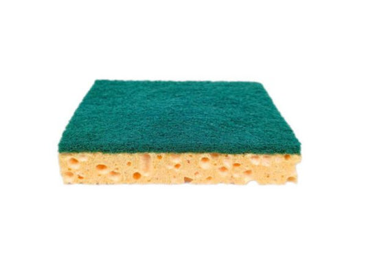 Blonde vegetable sponges with green fiber L. 250 mm x W. 140 mm bag of 10 pieces