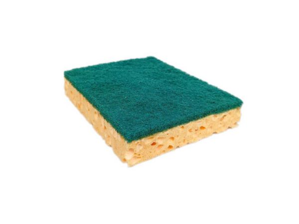 Blonde vegetable sponges with green fiber L. 250 mm x W. 140 mm bag of 10 pieces