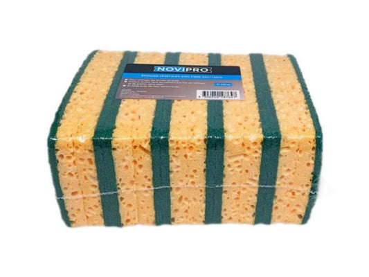 Blonde vegetable sponges with green fiber L. 250 mm x W. 140 mm bag of 10 pieces