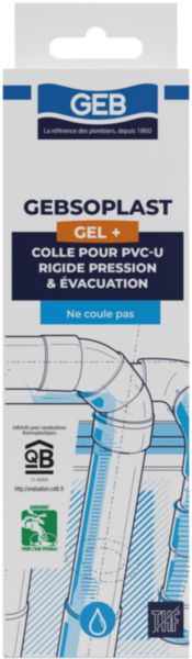 Colle GEBSOPLAST GEL + pour raccords en PVC rigide bouteille de 125 ml