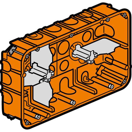 Multi-material box 2 x 3 red posts or 2 x 6 or 8 modules L. 225 x W. 154 x D. 50 mm IP 20