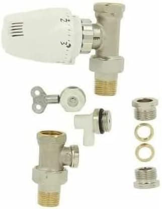 Kit complet robinet pour radiateur tête thermostatique équerre 1/2