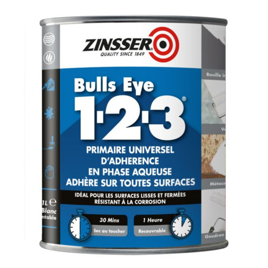 Primaire masquant universel intérieur extérieur 1-2-3 à base de résines 100% acryliques pot de 1 L