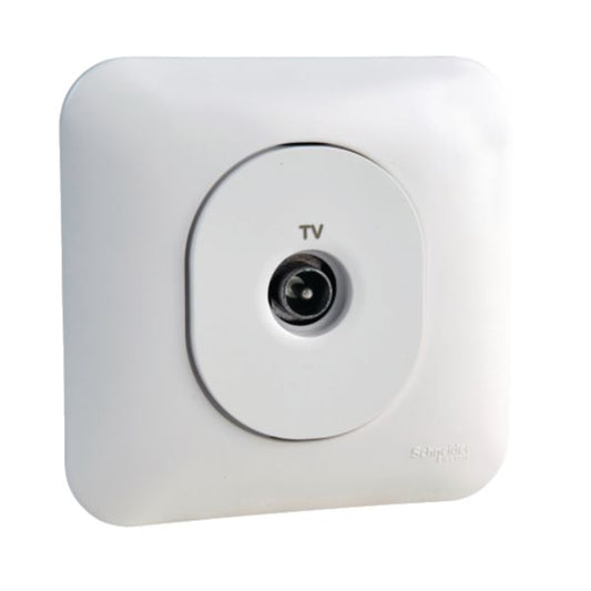 OVALIS® single socket for television in smooth white PVC