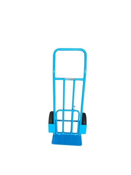 DOCKER blue hand truck with folding flap, ø 260 mm wheels, maximum load of 250 kg 