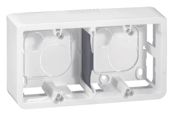 Surface-mounted frame for MOSAIC 2 screw support 2 x 2 modules depth 40 mm white width 154 mm