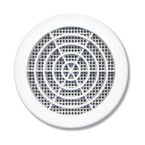 White PVC round clip-on grille 94 to 112