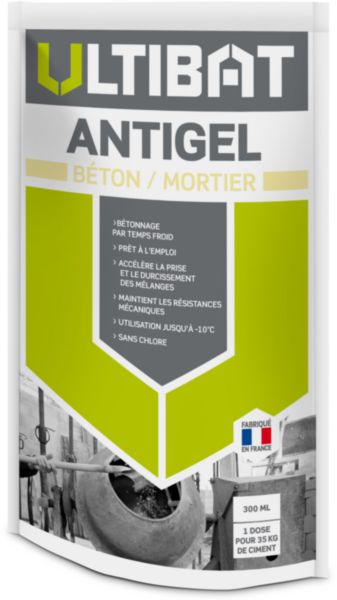 Antigel bétonnage pour béton et mortier par temps froid jaune pâle 300 ml