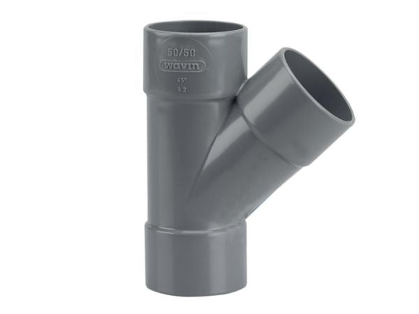 Culotte femelle-femelle NF en PVC gris Ø 50 mm angle d'inclinaison 45° Ø extérieur 50 mm