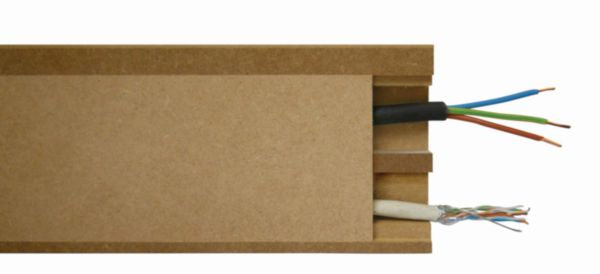 Plinthe MDF brut passe câble à couvercle en bois h.110 x L.2440 x ép.18 mm