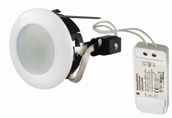 Round LED recessed spotlight kit, white, GU5 base, 12 V, power 3 to 5 W